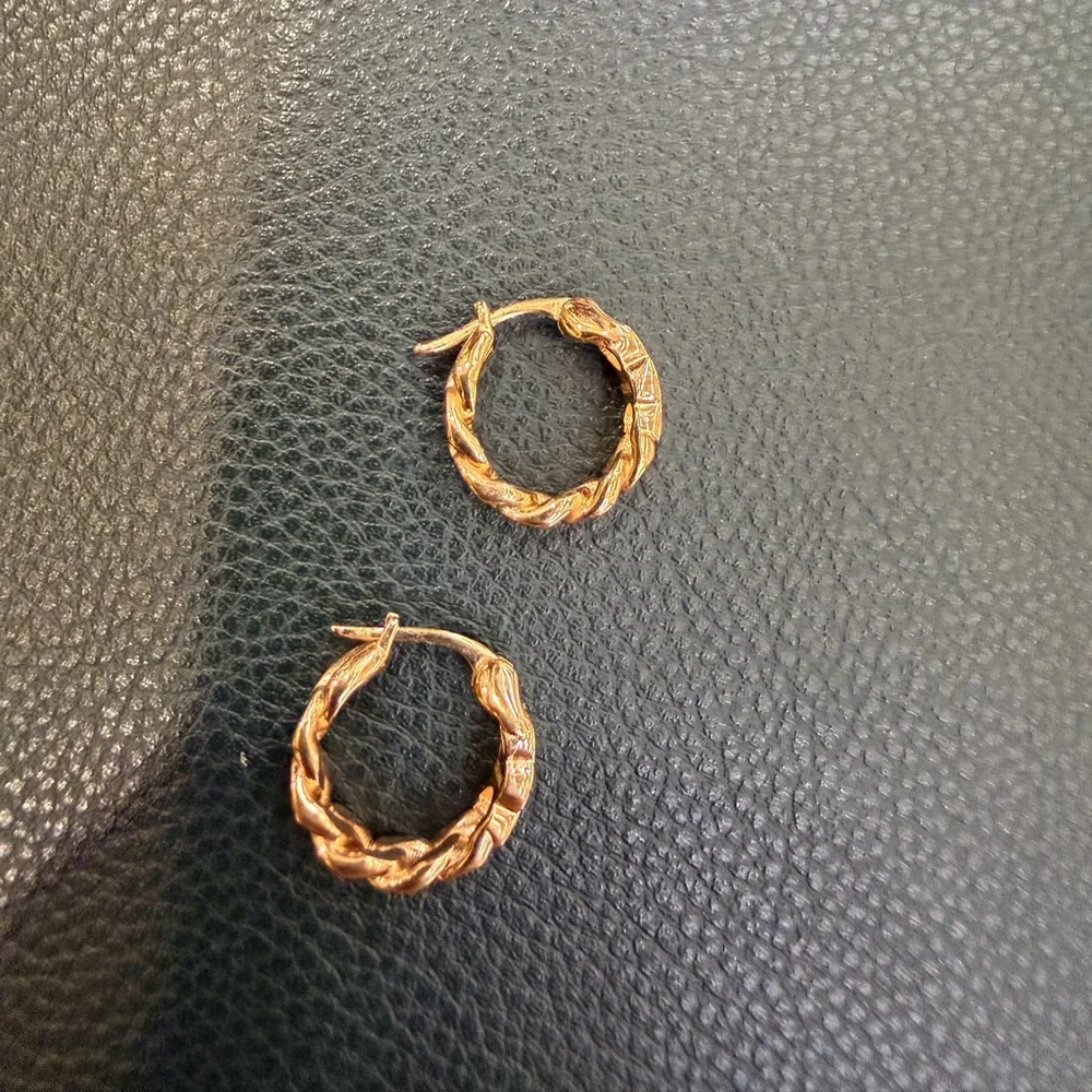 Celine gold hoop earrings; worn 3x - Picture 3 of 7